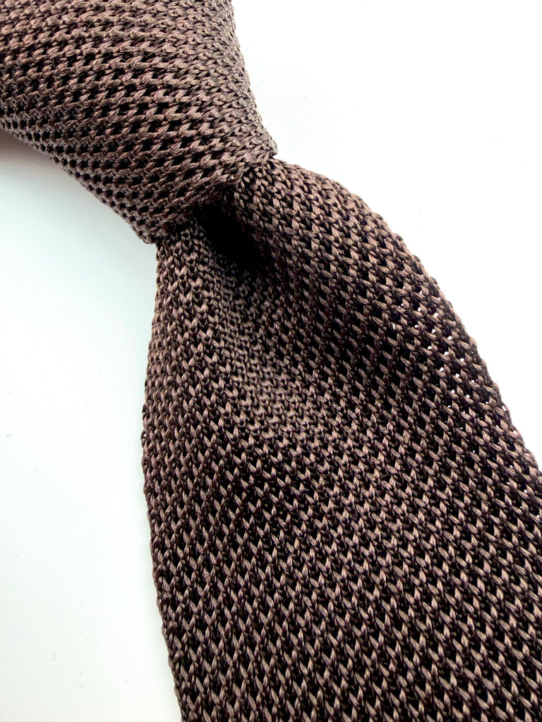 Chocolate Brown Silk Knitted Tie.