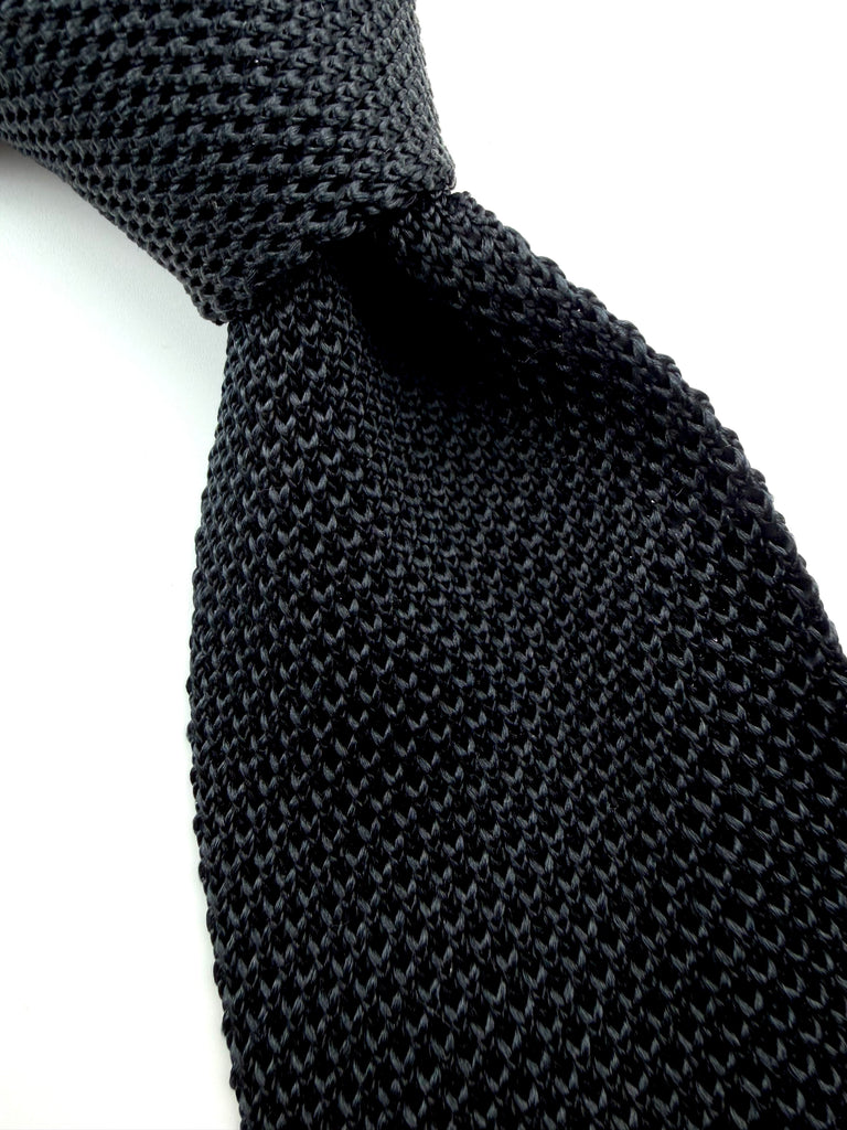 Black Silk Knitted Tie.