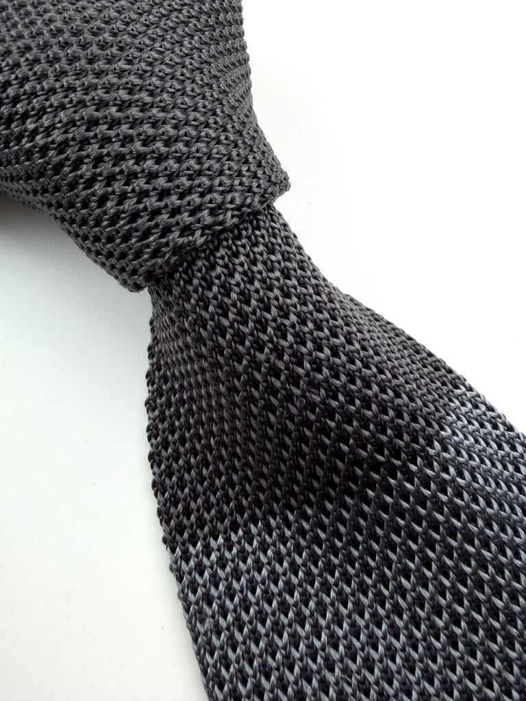 Grey & Charcoal Silk Knitted Tie.