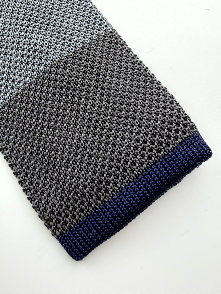 Grey & Charcoal Silk Knitted Tie.
