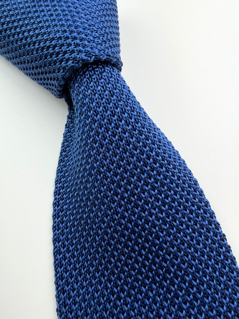 Blue Silk Knitted Tie.
