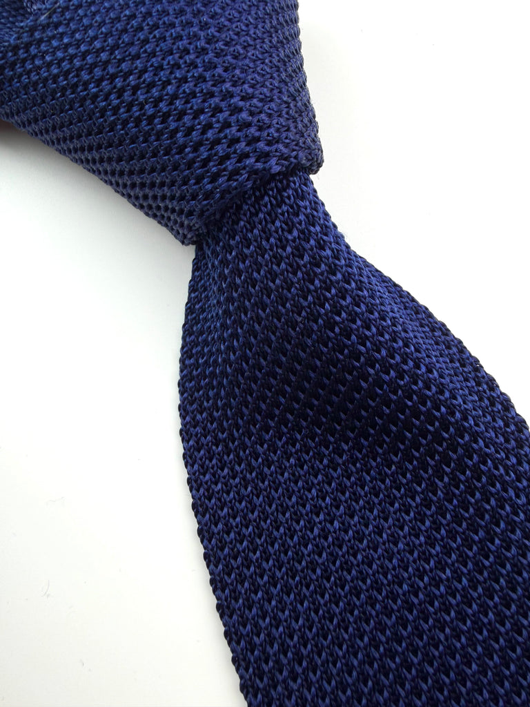 Classic Navy Silk Knitted Tie.