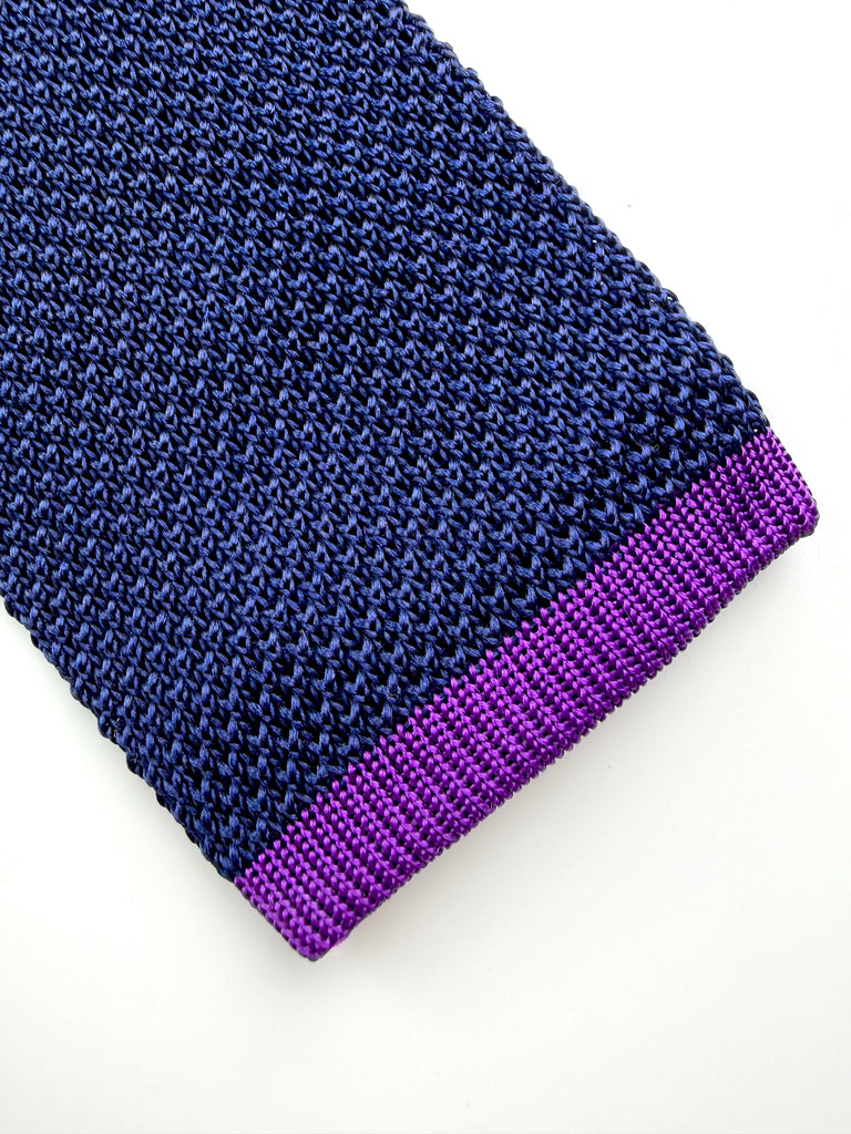 Classic Navy Silk Knitted Tie.