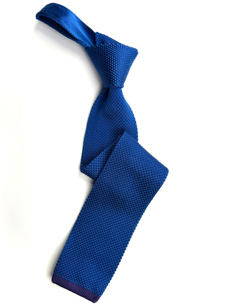 Blue Silk Knitted Tie.