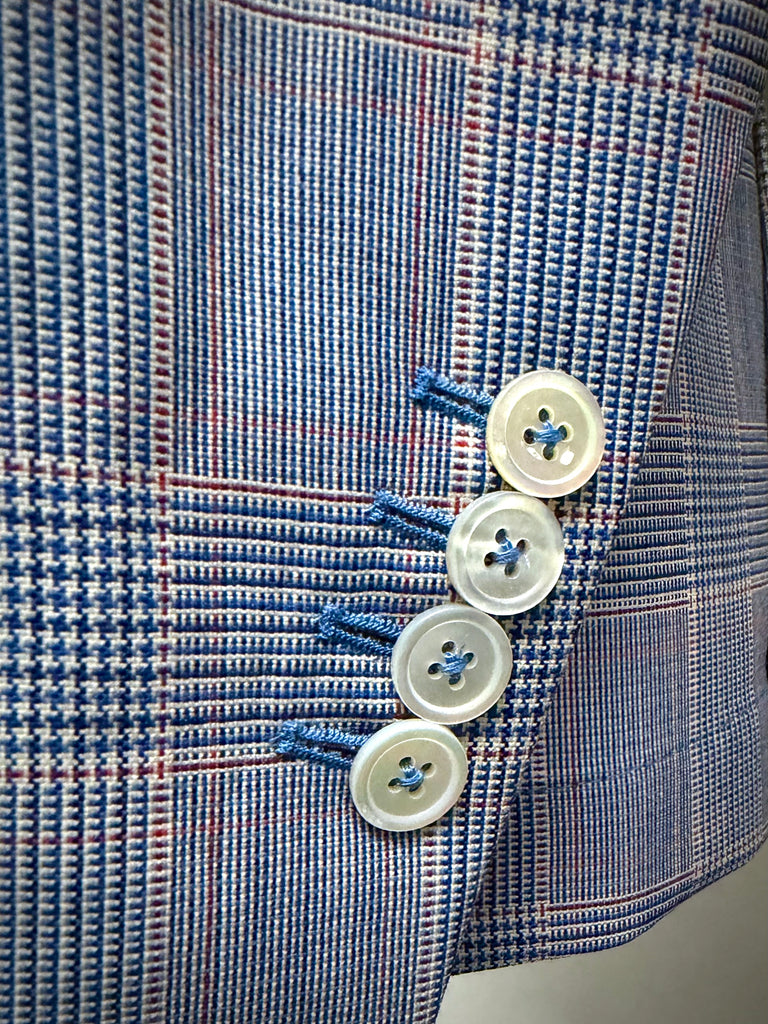 BLUE Lightweight Glen Plaid Unconstructed Blazer.