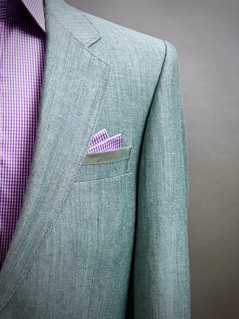20th ANNIVERSARY SAGE WOOL BLEND LINEN, Classic Blazer.