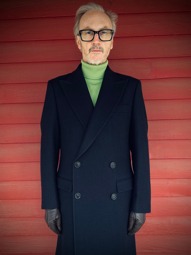 20th Anniversary Pure New WOOL Peak Lapel Overcoat.