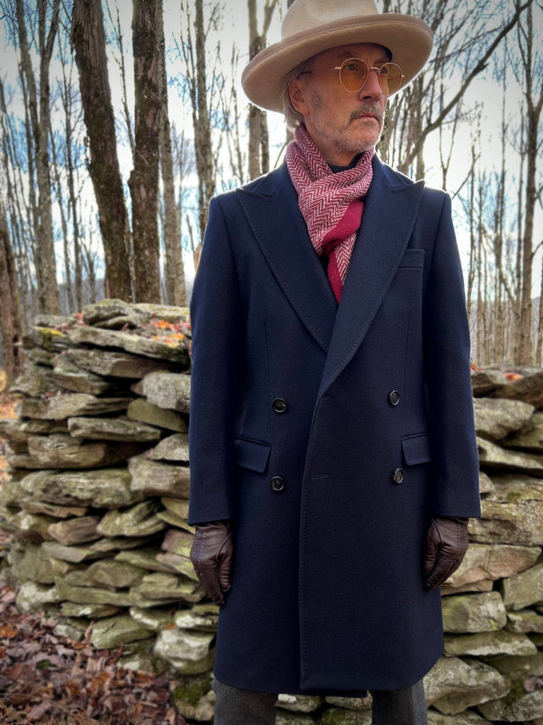 20th Anniversary Pure New WOOL Peak Lapel Overcoat.