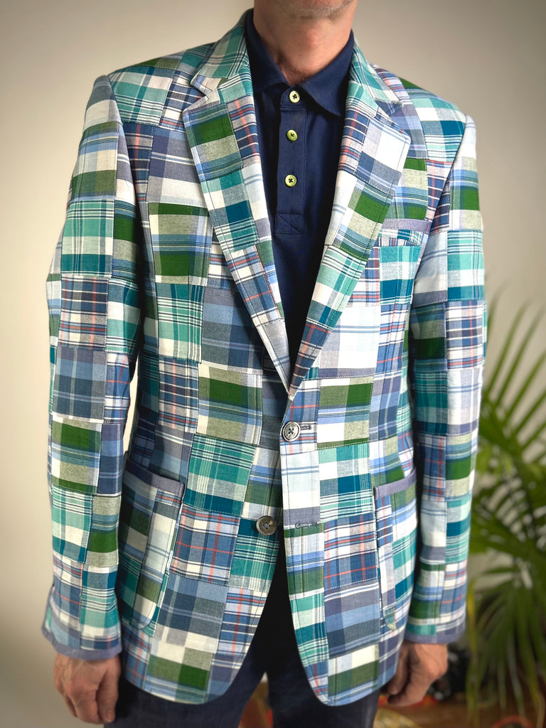 MADRAS Patchwork Cotton Blazer. 38R/40R Only.