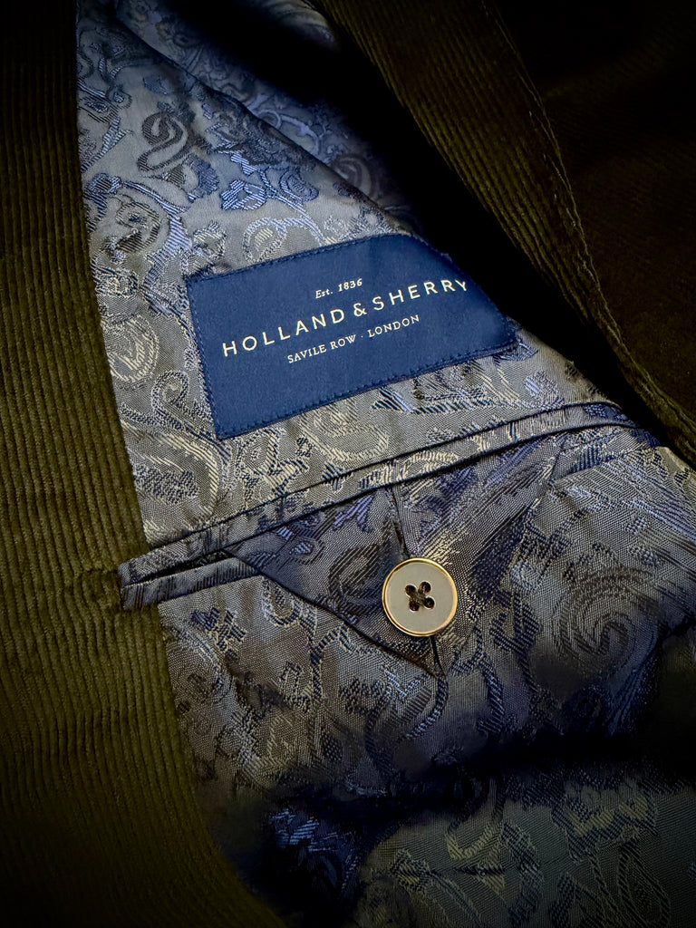DARK OLIVE Luxury Corduroy Classic Cut Blazer.