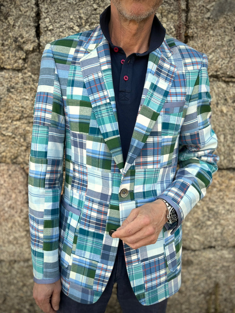 MADRAS Patchwork Cotton Blazer. 38R/40R Only.
