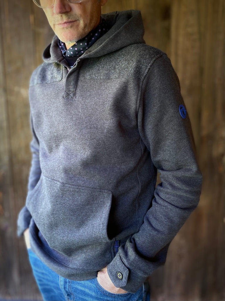 Grey Fleece Pop-Over Hoodie