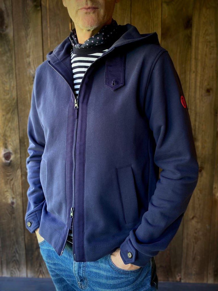 Fleece Navy Zip Hoodie.