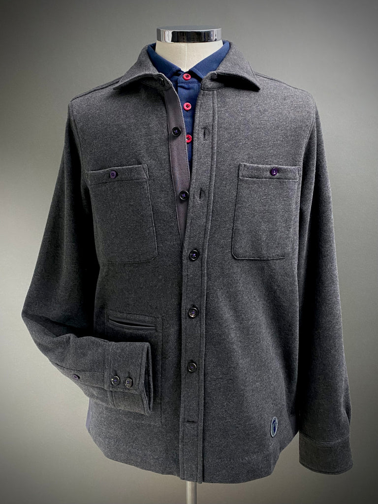 Cutaway Collar Fleece Shirt Jacket.