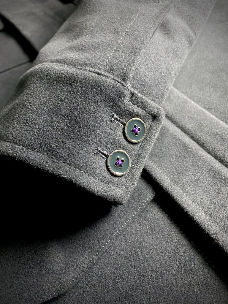 Grey Moleskin and Tweed Utility Coat.