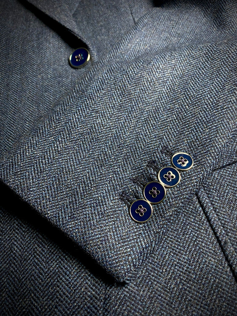 NAVY HERRINGBONE Unconstructed Tweed Blazer.