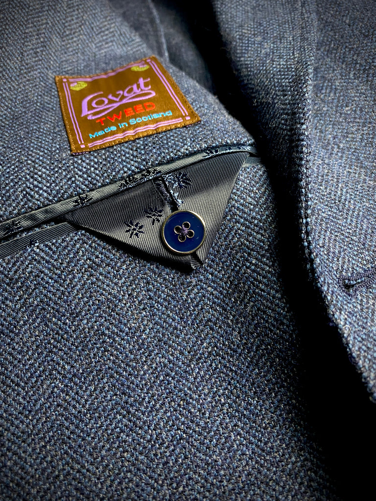 NAVY HERRINGBONE Unconstructed Tweed Blazer.