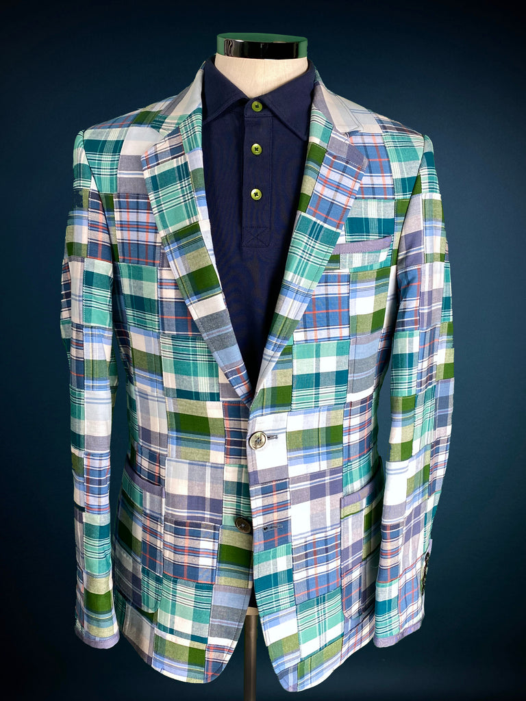 MADRAS Patchwork Cotton Blazer. 38R/40R Only.
