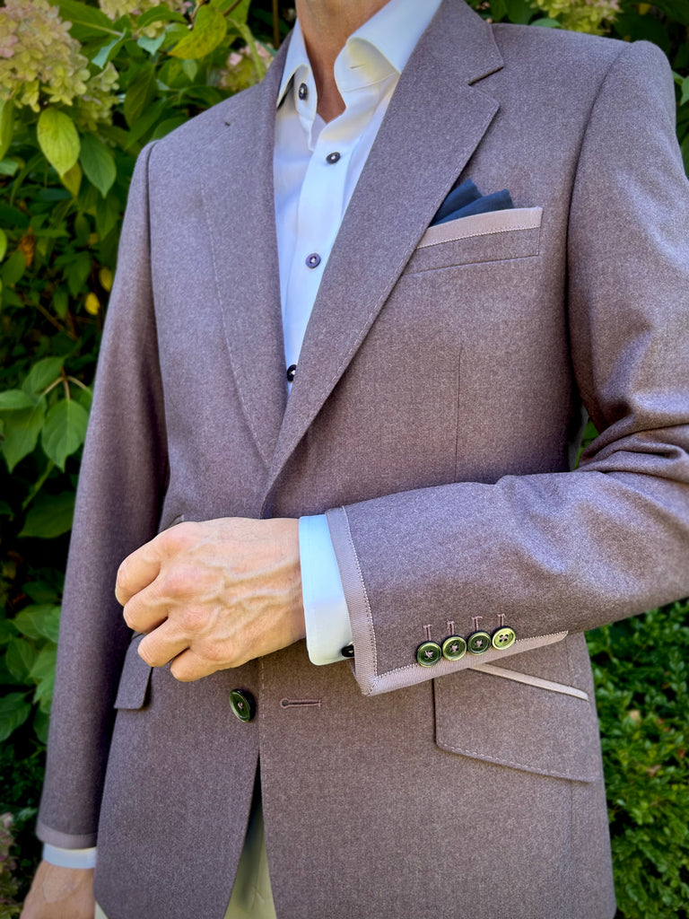 20th ANNIVERSARY MAUVE FLANNEL, Merino Wool Classic Blazer.