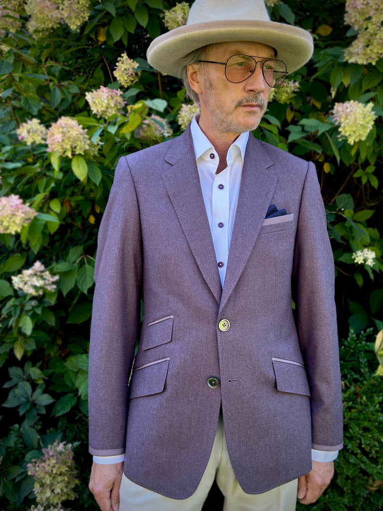 20th ANNIVERSARY MAUVE FLANNEL, Merino Wool Classic Blazer.