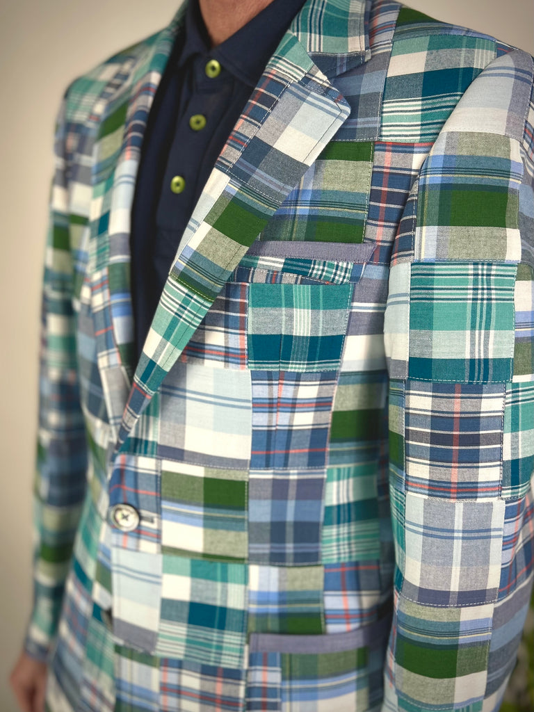 MADRAS Patchwork Cotton Blazer. 38R/40R Only.