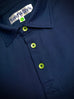 Navy Polo with GREEN Buttons.