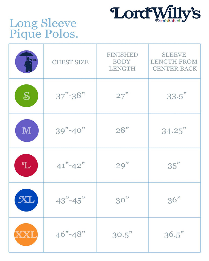 Long Sleeve Polo with PURPLE Buttons.