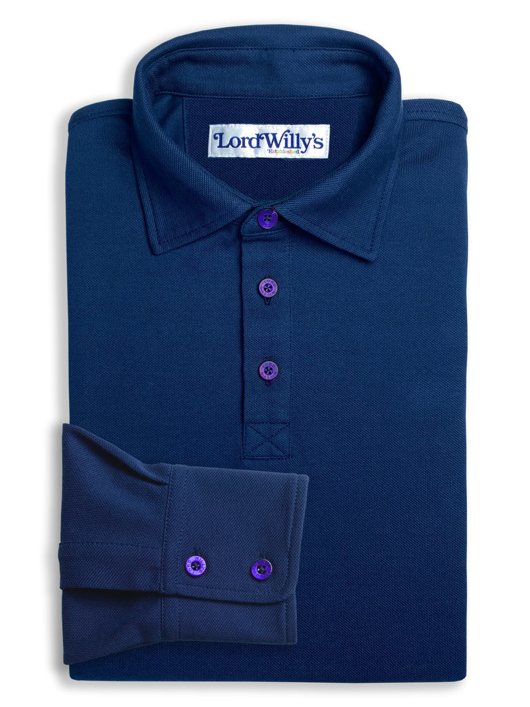 SPREAD COLLAR Long Sleeve Polo.