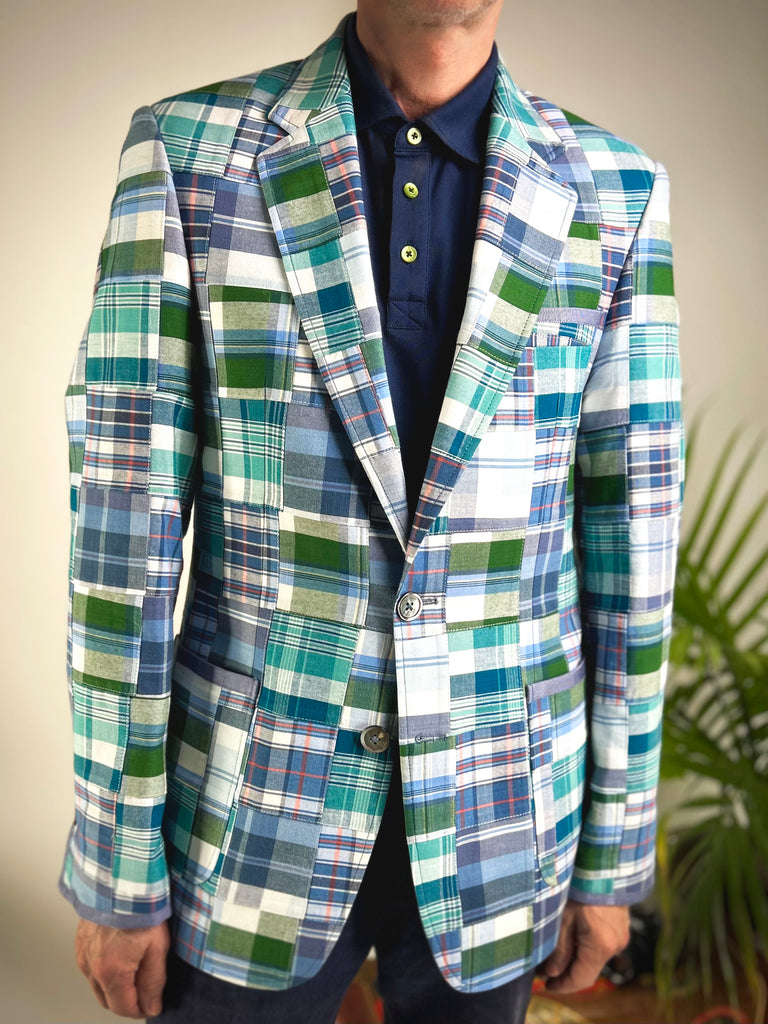 MADRAS Patchwork Cotton Blazer. 38R/40R Only.