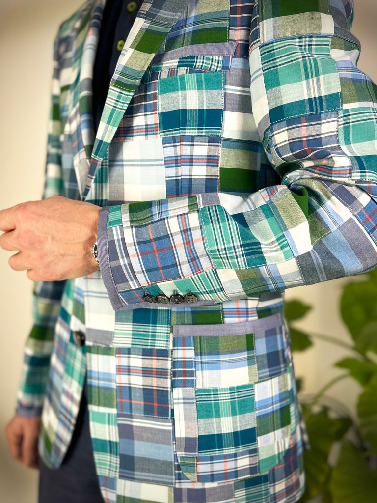 MADRAS Patchwork Cotton Blazer. 38R/40R Only.