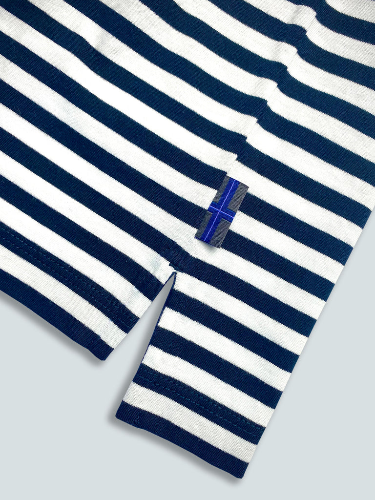 Navy and White Stripe Polo.