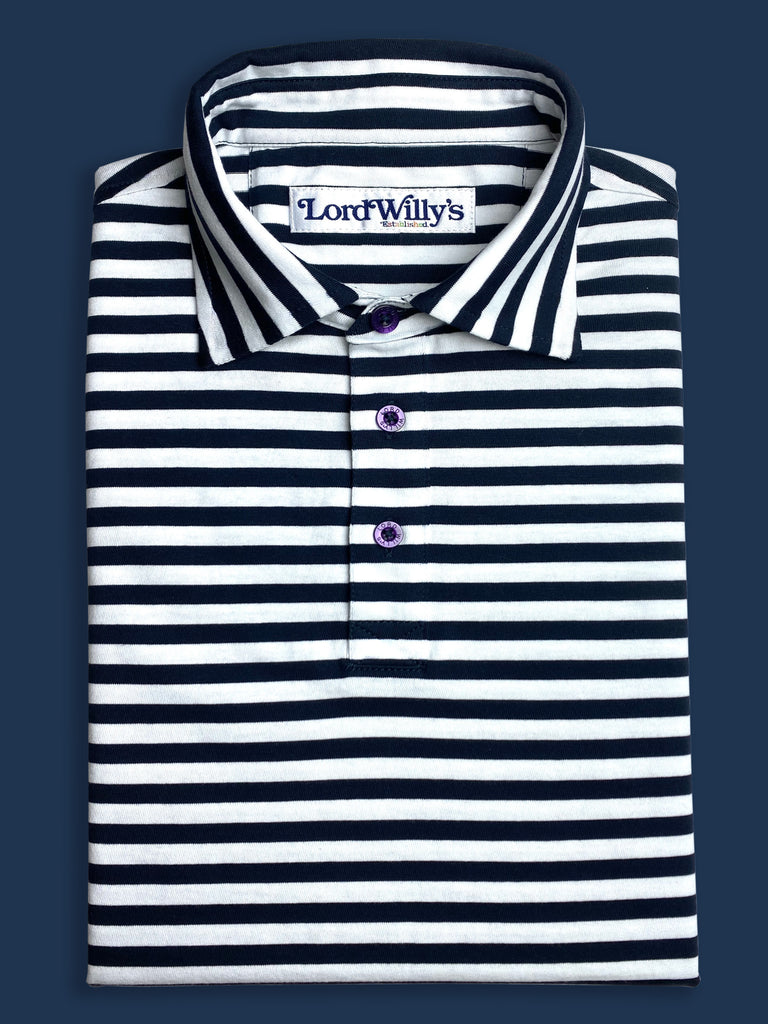 Navy and White Stripe Polo.