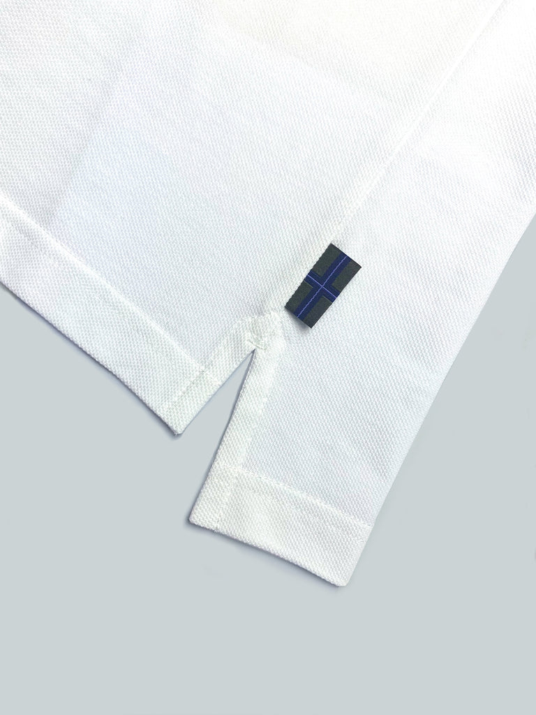 White Polo with SILVER Buttons.