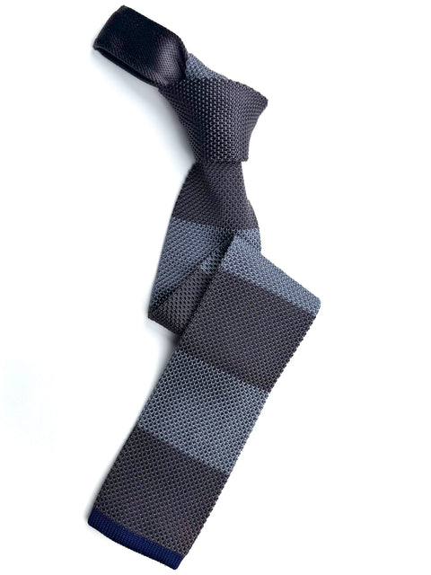 Grey & Charcoal Silk Knitted Tie.
