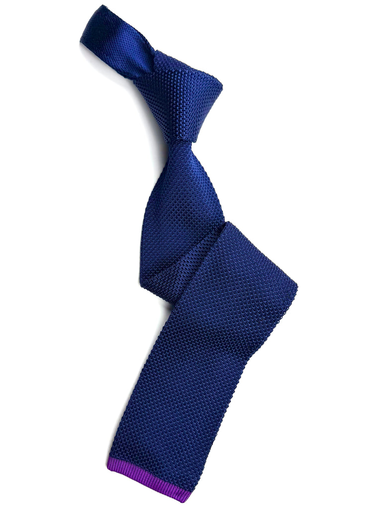 Classic Navy Silk Knitted Tie.
