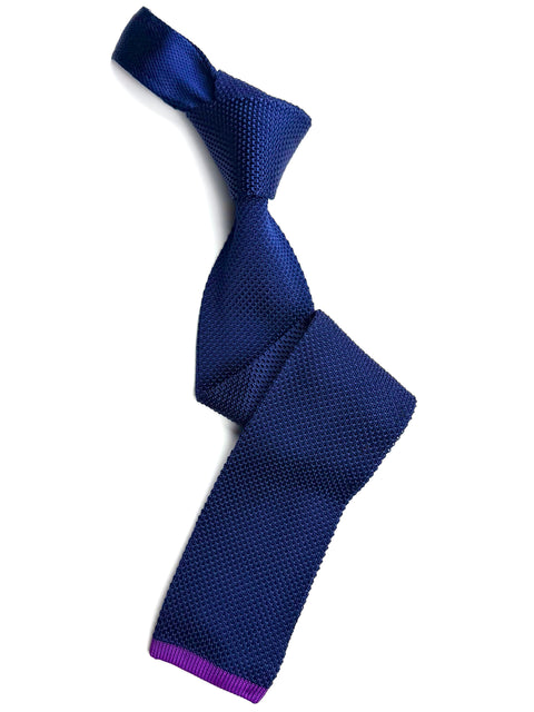 Classic Navy Silk Knitted Tie.