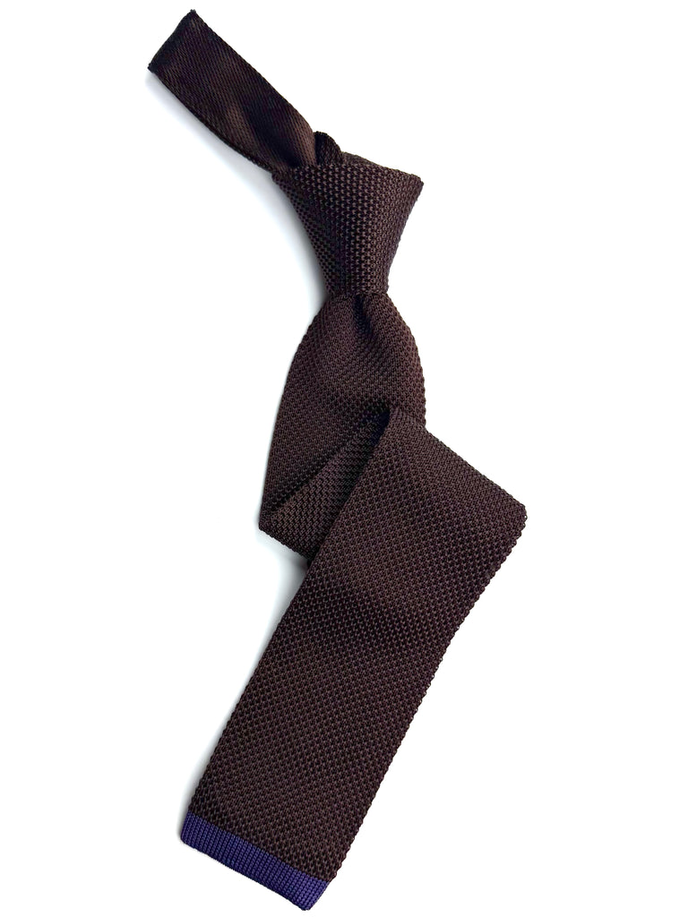 Chocolate Brown Silk Knitted Tie.