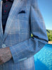 BLUE Lightweight Glen Plaid Unconstructed Blazer.