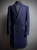 PURE NEW WOOL (Mid-Length) Navy Peak Lapel Overcoat.