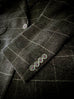 DARK GREY CHALK WINDOWPANE Lambswool/Cashmere Classic Cut Flannel Blazer.