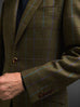 OLIVE WINDOW PANE TWEED. Classic Cut Blazer.