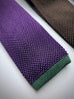 Silk Knitted Ties. Navy/Chocolate Brown/Purple