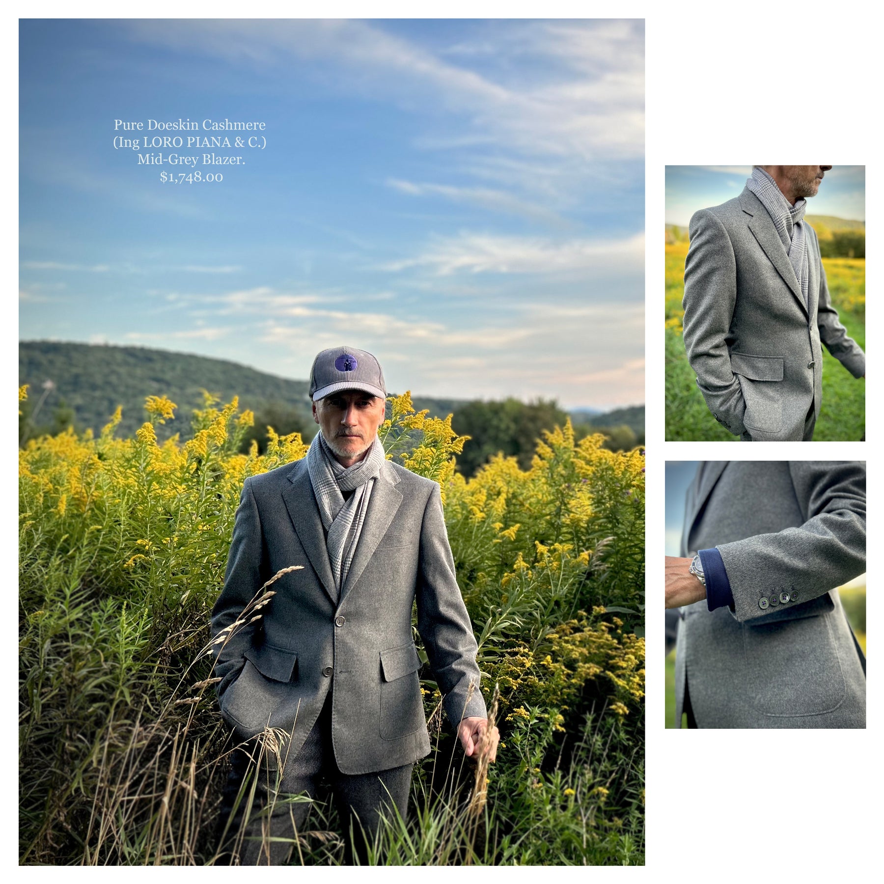 Man wearing Cashmere Grey Blazer. Thank you.
