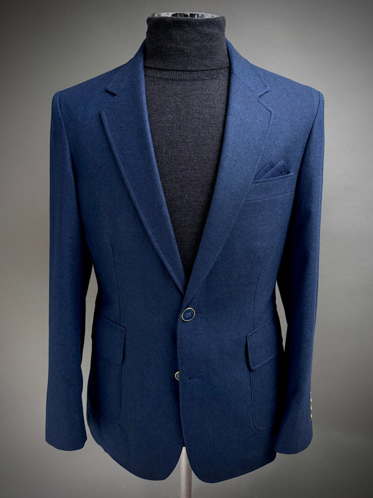 Bright NAVY, UNCONSTRUCTED Lightweight Flannel Blazer.