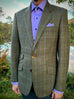 OLIVE WINDOW PANE TWEED. Classic Cut Blazer.