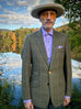OLIVE WINDOW PANE TWEED. Classic Cut Blazer.