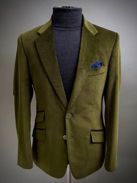 DARK OLIVE Luxury Corduroy Classic Cut Blazer.