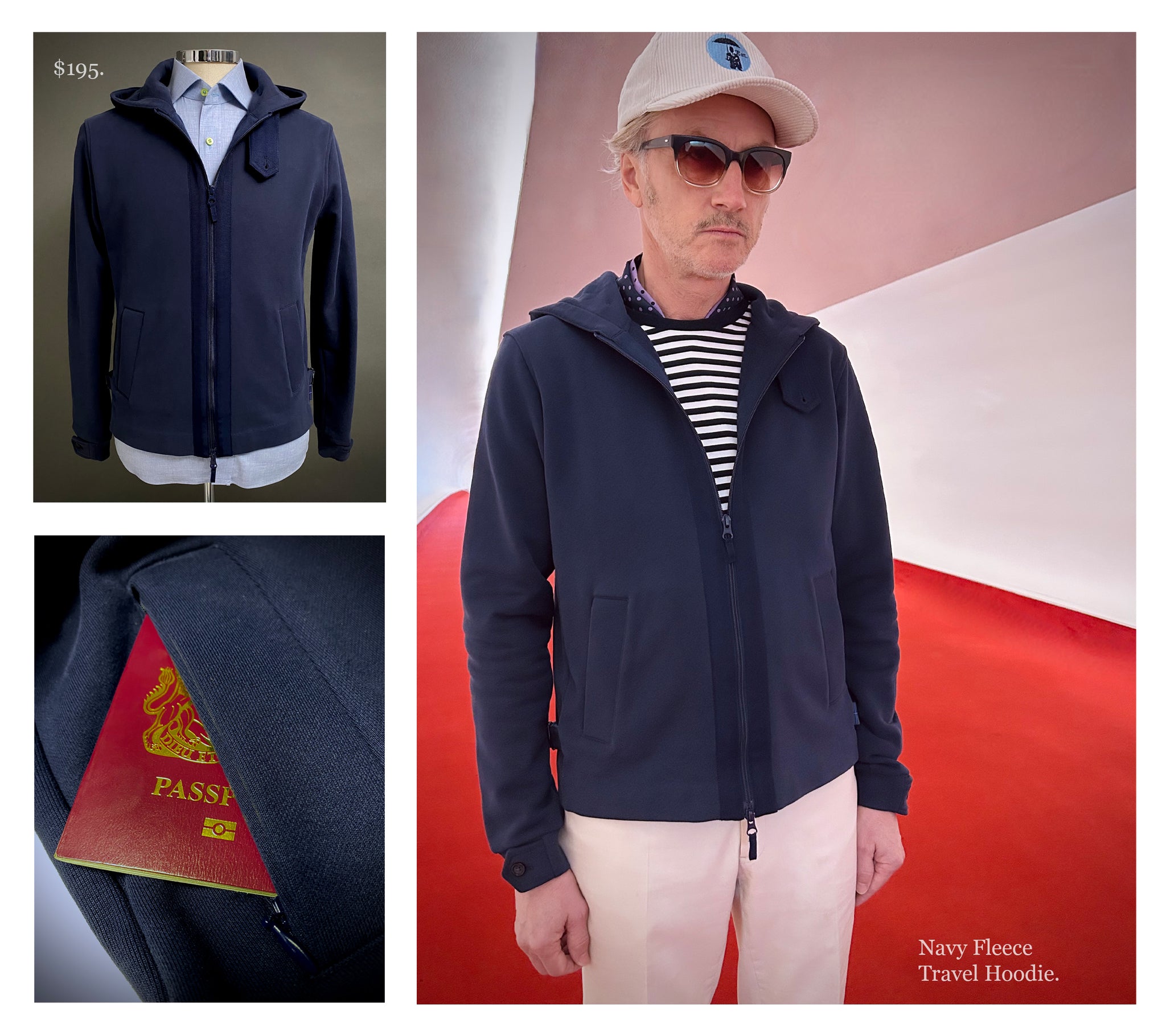 Navy Fleece ravel Hoodie. $195.