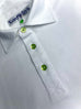 White Polo with GREEN Buttons.