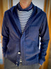 NAVY. : 100% CASHMERE (Ing. LORO PIANA & C.) Tailored Hooded-Cardigan.